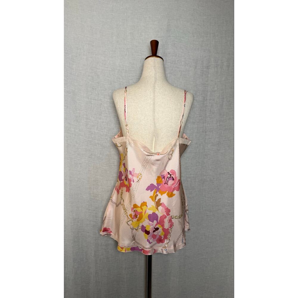 Charlotte Tarantola 100% Silk Gold Chain Strap Floral Camisole Tank Top 
Size XL - Picture 3 of 5